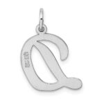 Sterling Silver Rhodium-plated Script Letter D Initial Charm - Image 3