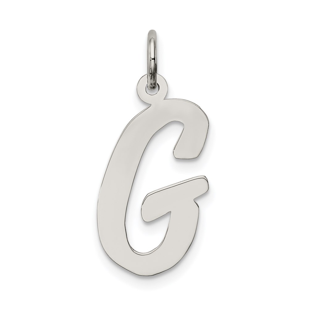 QC5084G.jpg Sterling Silver Rhodium-plated Script Letter G Initial Charm - Image 1