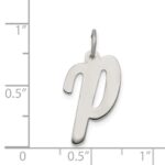 Sterling Silver Rhodium-plated Script Letter P Initial Charm - Image 3