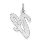 Sterling Silver Rhodium-plated Script Letter V Initial Charm - Image 4