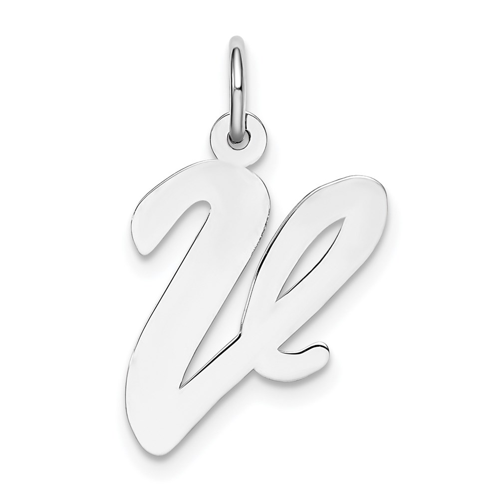 QC5084V.jpg Sterling Silver Rhodium-plated Script Letter V Initial Charm - Image 1