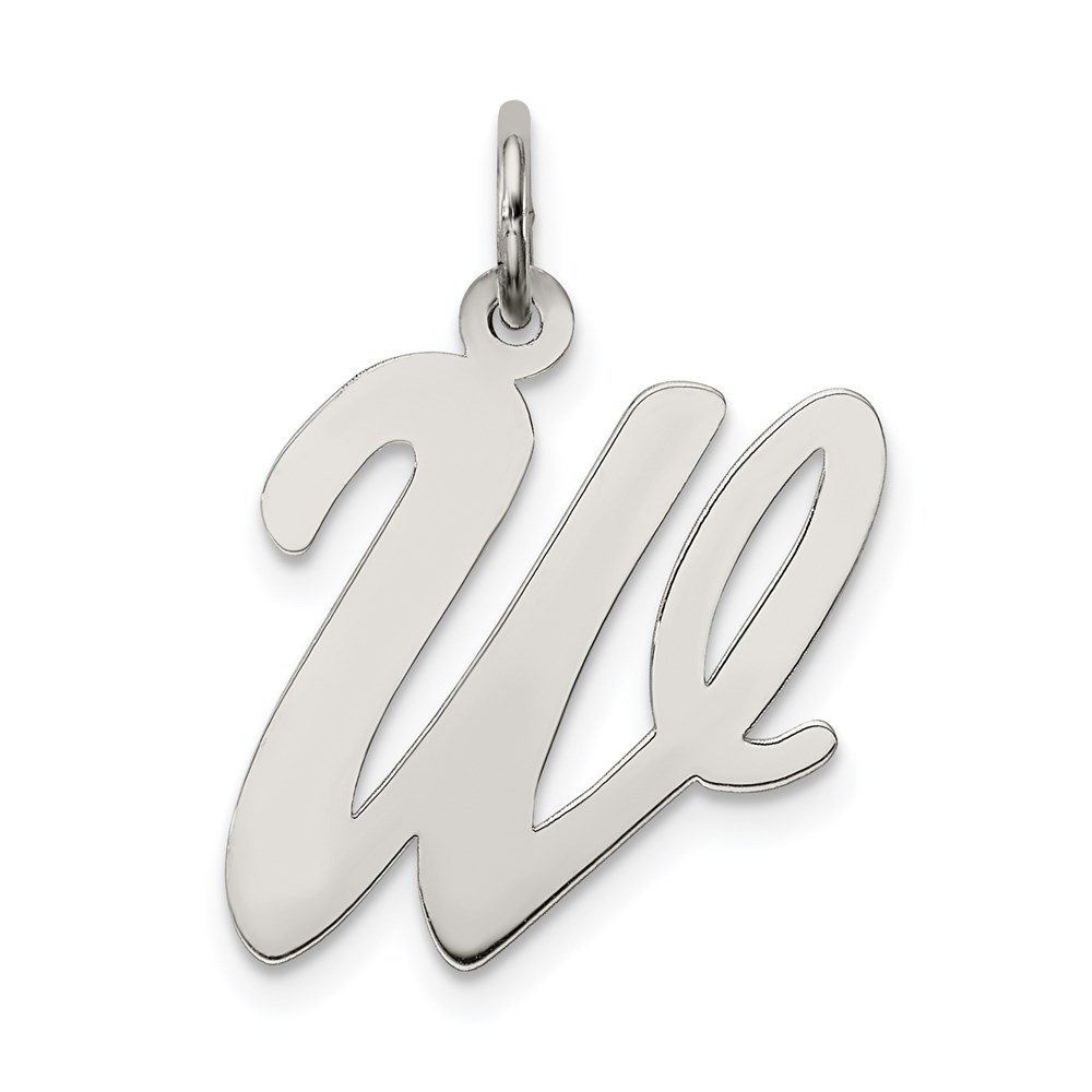 QC5084W.jpg Sterling Silver Rhodium-plated Script Letter W Initial Charm - Image 1