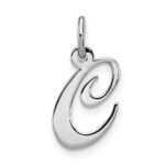 Sterling Silver Rhodium-plated Fancy Script Letter C Initial Charm