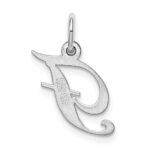 Sterling Silver Rhodium-plated Fancy Script Letter F Initial Charm - Image 4