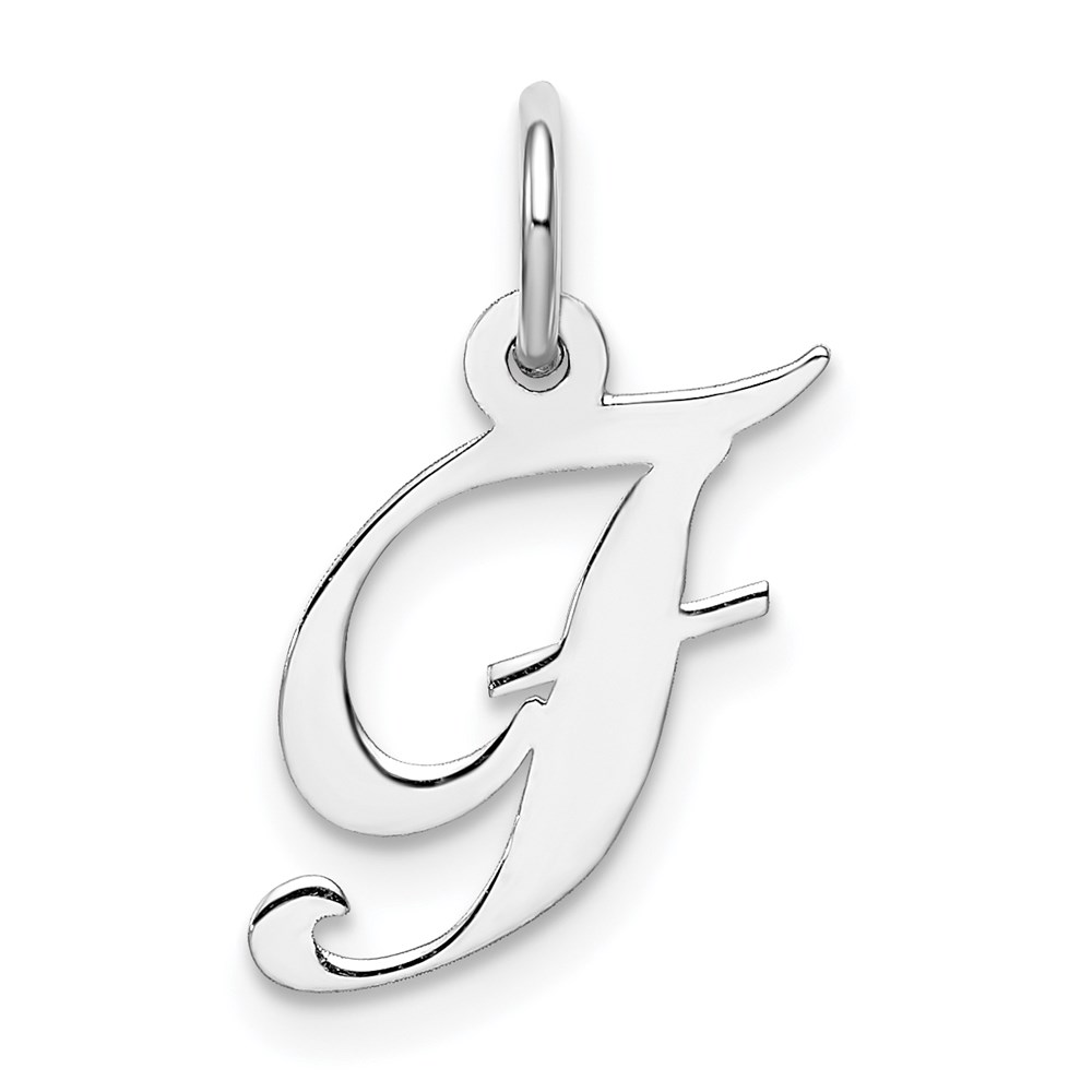 QC5086F.jpg Sterling Silver Rhodium-plated Fancy Script Letter F Initial Charm - Image 1