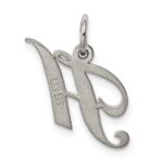 Sterling Silver Rhodium-plated Fancy Script Letter H Initial Charm - Image 4