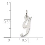 Sterling Silver Rhodium-plated Fancy Script Letter J Initial Charm - Image 4