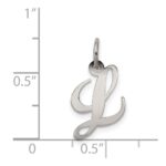 Sterling Silver Rhodium-plated Fancy Script Letter L Initial Charm - Image 4