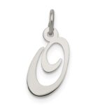 Sterling Silver Rhodium-plated Fancy Script Letter O Initial Charm
