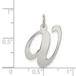 Sterling Silver Rhodium-plated Fancy Script Letter V Initial Charm - Image 4