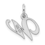 Sterling Silver Rhodium-plated Fancy Script Letter W Initial Charm - Image 3