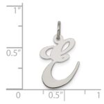 Sterling Silver Rhodium-plated Fancy Script Letter E Initial Charm - Image 3