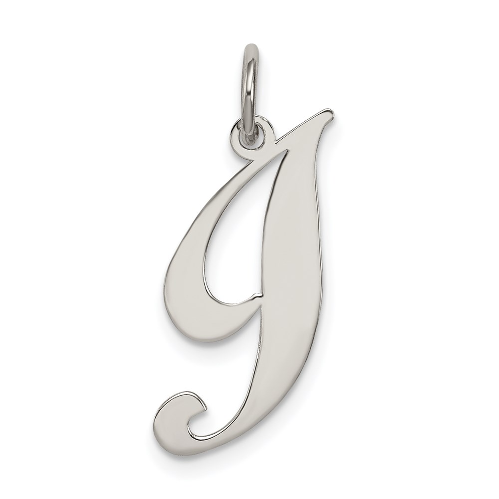 QC5088I.jpg Sterling Silver Rhodium-plated Fancy Script Letter I Initial Charm - Image 1