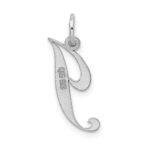 Sterling Silver Rhodium-plated Fancy Script Letter J Initial Charm - Image 3