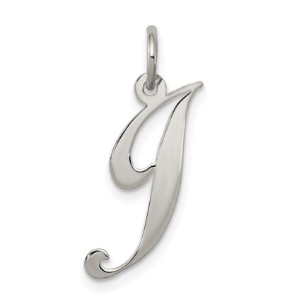 Sterling Silver Rhodium-plated Fancy Script Letter J Initial Charm