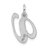 Sterling Silver Rhodium-plated Fancy Script Letter V Initial Charm - Image 3
