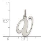 Sterling Silver Rhodium-plated Fancy Script Letter V Initial Charm - Image 4