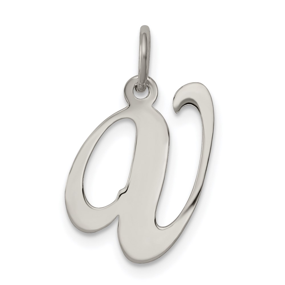 QC5088V.jpg Sterling Silver Rhodium-plated Fancy Script Letter V Initial Charm - Image 1
