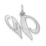 Sterling Silver Rhodium-plated Fancy Script Letter W Initial Charm - Image 3