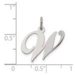 Sterling Silver Rhodium-plated Fancy Script Letter W Initial Charm - Image 4