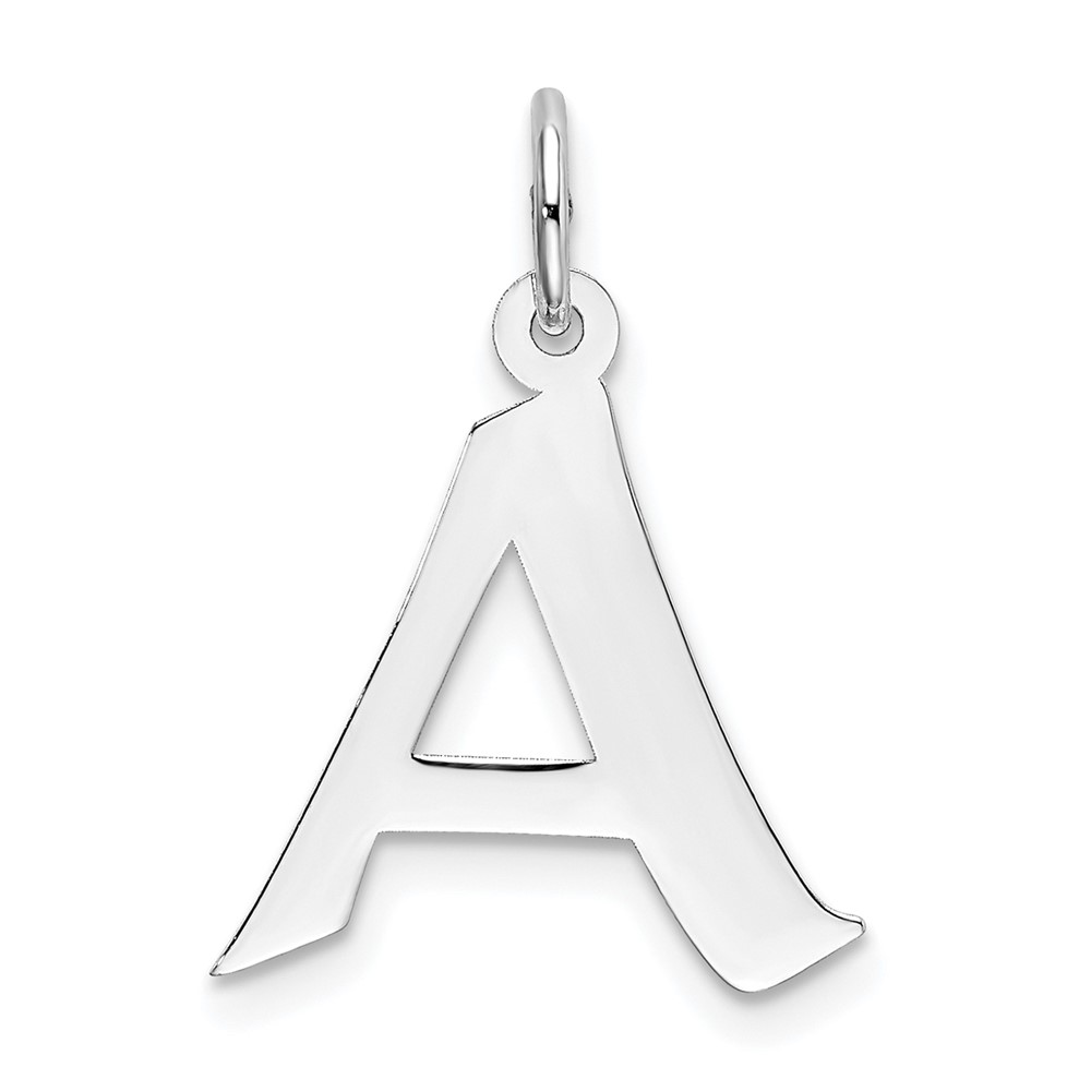 QC5089A.jpg Sterling Silver Rhodium-plated Artisan Block Letter A Initial Charm - Image 1