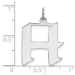 Sterling Silver Rhodium-plated Artisan Block Letter H Initial Charm - Image 4