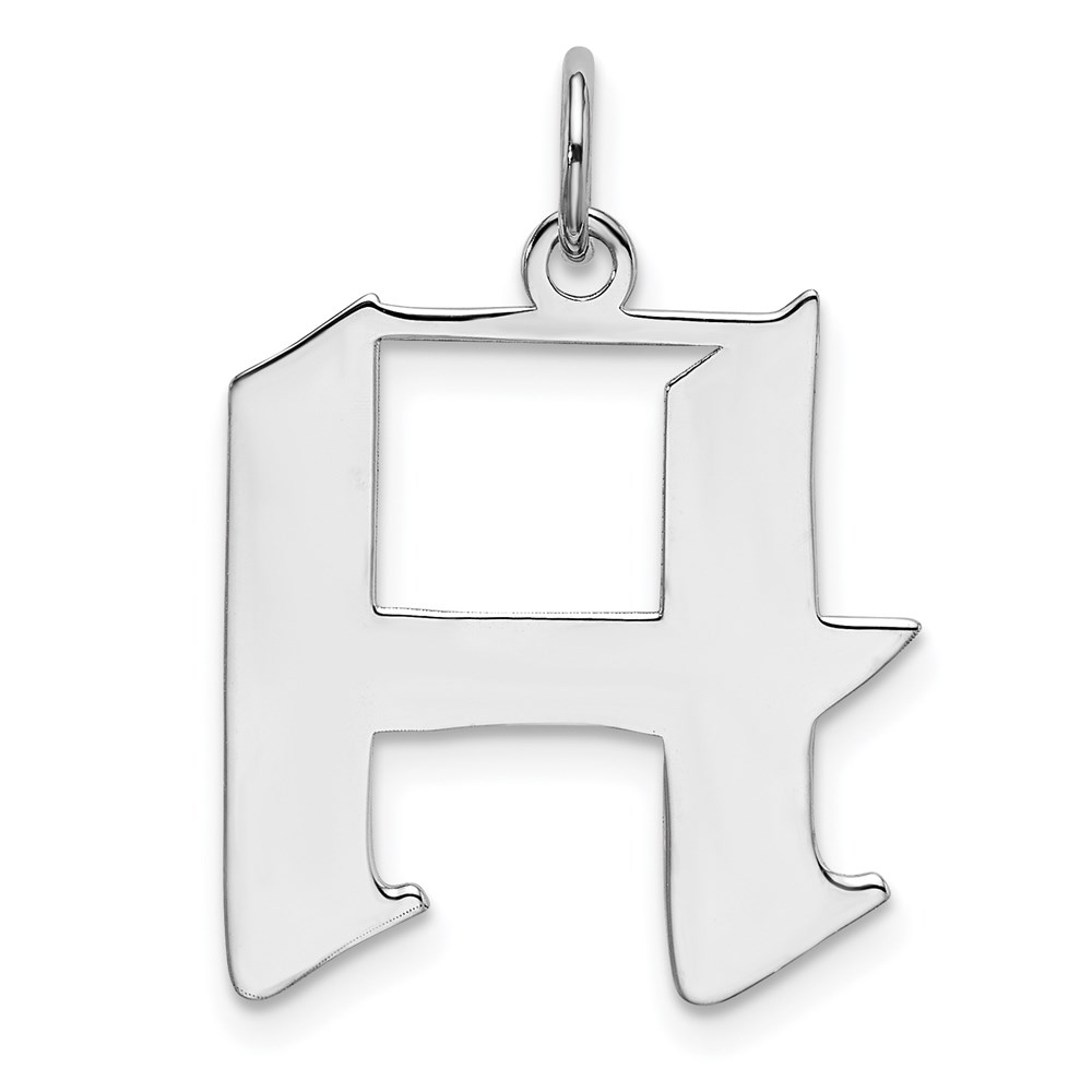 QC5089H.jpg Sterling Silver Rhodium-plated Artisan Block Letter H Initial Charm - Image 1