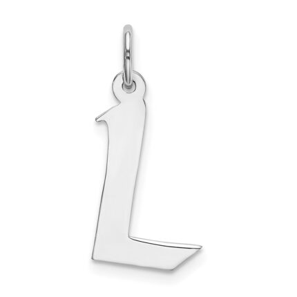 Sterling Silver Rhodium-plated Artisan Block Letter L Initial Charm