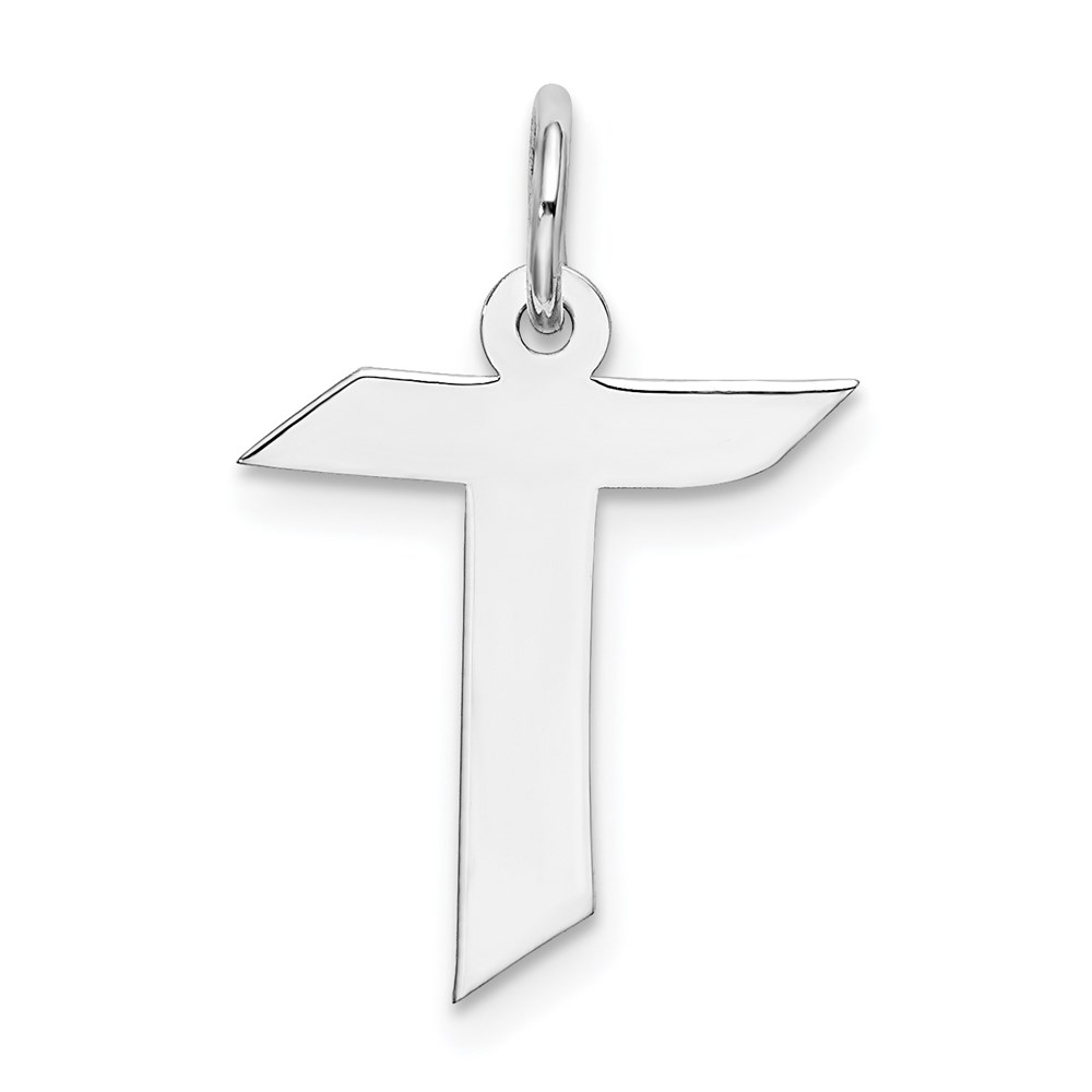 QC5089T.jpg Sterling Silver Rhodium-plated Artisan Block Letter R Initial Charm - Image 1