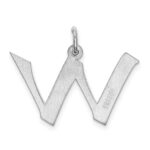 Sterling Silver Rhodium-plated Artisan Block Letter W Initial Charm - Image 3