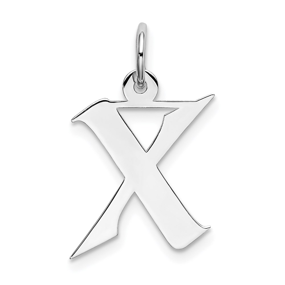 QC5089X.jpg Sterling Silver Rhodium-plated Artisan Block Letter X Initial Charm - Image 1