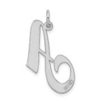 Sterling Silver Rhodium-plated Fancy Script Letter A Initial Charm - Image 3