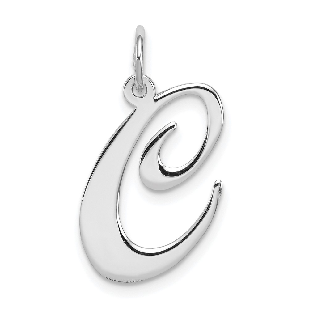 QC5090C.jpg Sterling Silver Rhodium-plated Fancy Script Letter C Initial Charm - Image 1