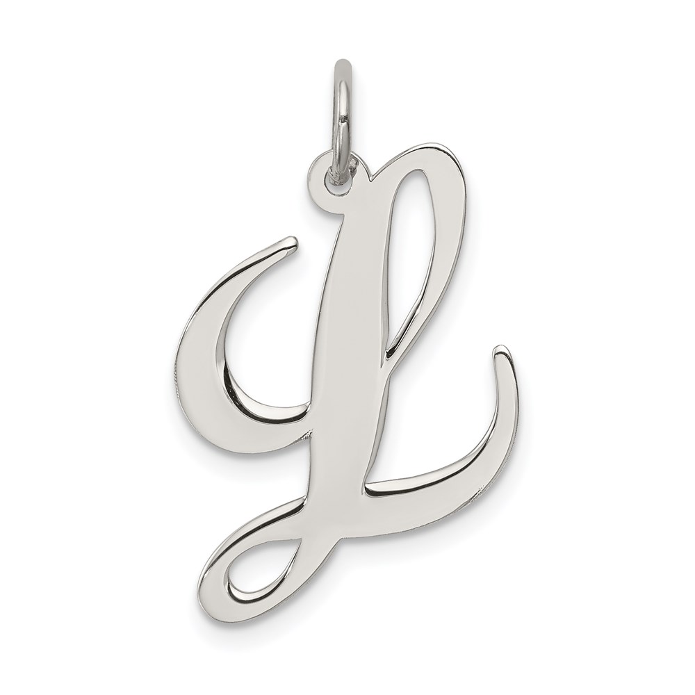 QC5090L.jpg Sterling Silver Rhodium-plated Fancy Script Letter L Initial Charm - Image 1