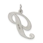 Sterling Silver Rhodium-plated Fancy Script Letter P Initial Charm - Image 3