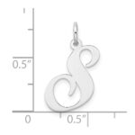 Sterling Silver Rhodium-plated Fancy Script Letter S Initial Charm - Image 4