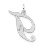 Sterling Silver Rhodium-plated Fancy Script Letter T Initial Charm - Image 3