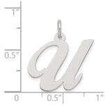 Sterling Silver Rhodium-plated Fancy Script Letter U Initial Charm - Image 4