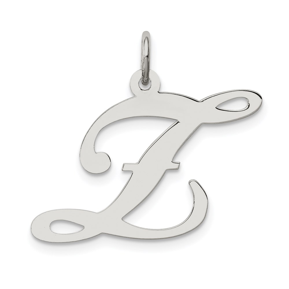 QC5090Z.jpg Sterling Silver Rhodium-plated Fancy Script Letter Z Initial Charm - Image 1