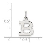 Sterling Silver Rhodium-plated Block Letter B Initial Charm - Image 4