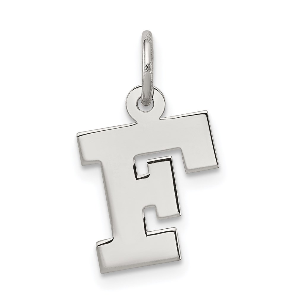 QC5093F.jpg Sterling Silver Rhodium-plated Block Letter F Initial Charm - Image 1