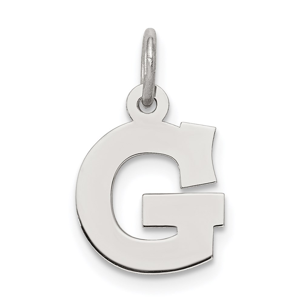 QC5093G.jpg Sterling Silver Rhodium-plated Block Letter G Initial Charm - Image 1