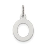 Sterling Silver Rhodium-plated Block Letter O Initial Charm