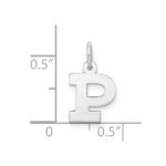 Sterling Silver Rhodium-plated Block Letter P Initial Charm - Image 3