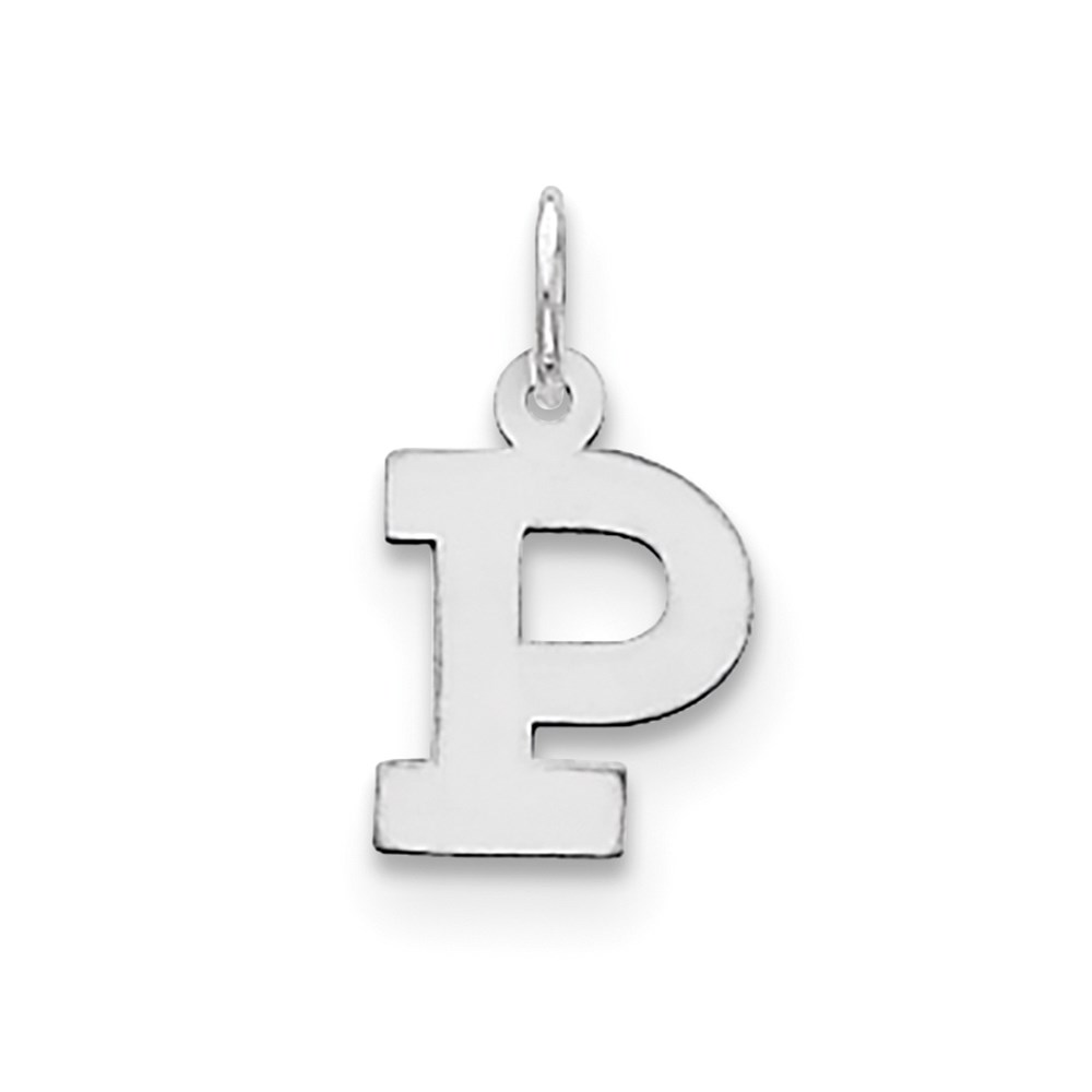 QC5093P.jpg Sterling Silver Rhodium-plated Block Letter P Initial Charm - Image 1