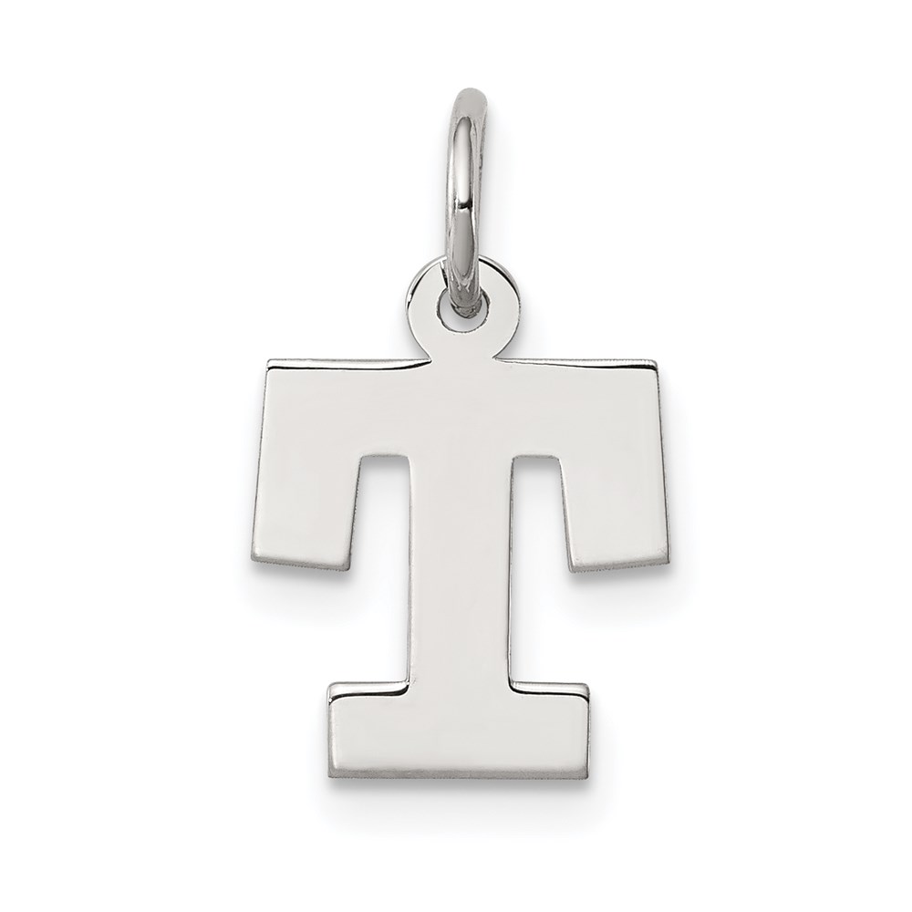 QC5093T.jpg Sterling Silver Rhodium-plated Block Letter T Initial Charm - Image 1