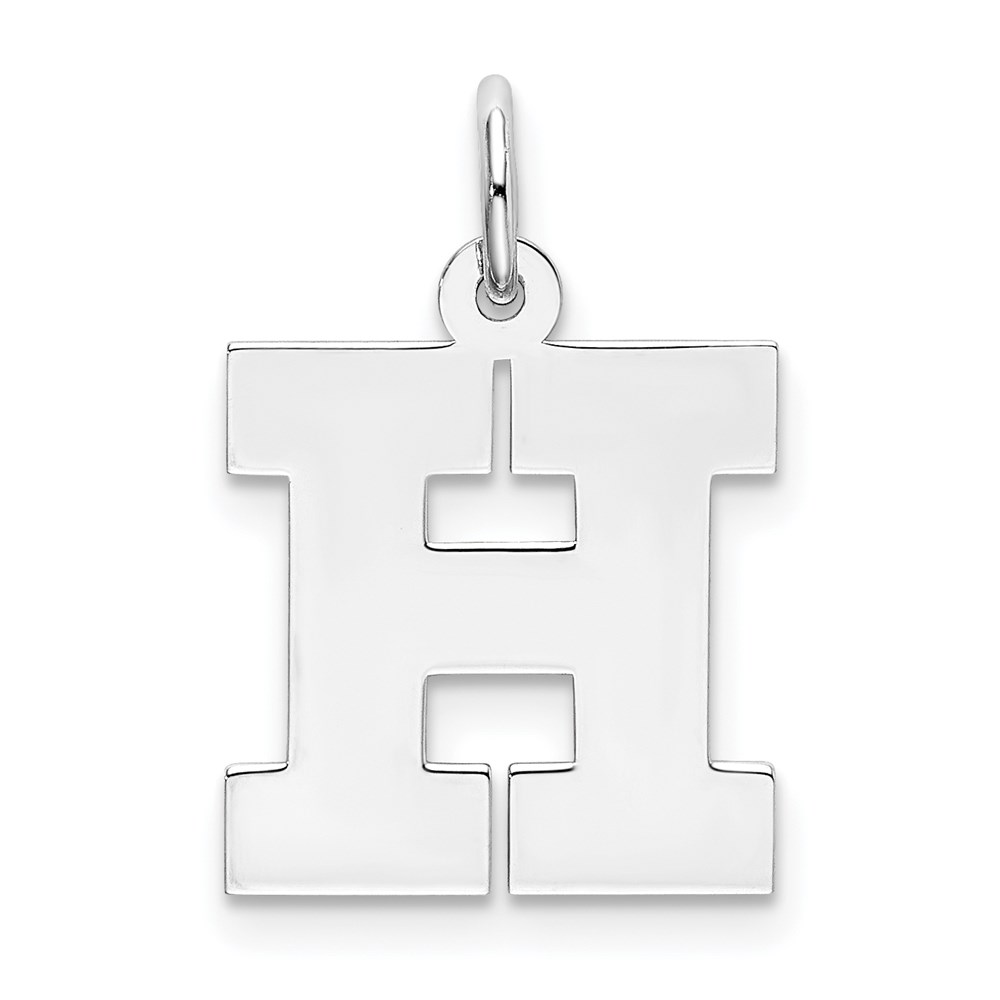 QC5095H.jpg Sterling Silver Rhodium-plated Block Letter H Initial Charm - Image 1
