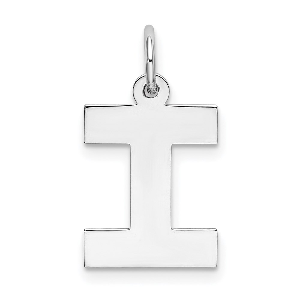 QC5095I.jpg Sterling Silver Rhodium-plated Block Letter I Initial Charm - Image 1