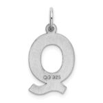 Sterling Silver Rhodium-plated Block Letter Q Initial Charm - Image 3