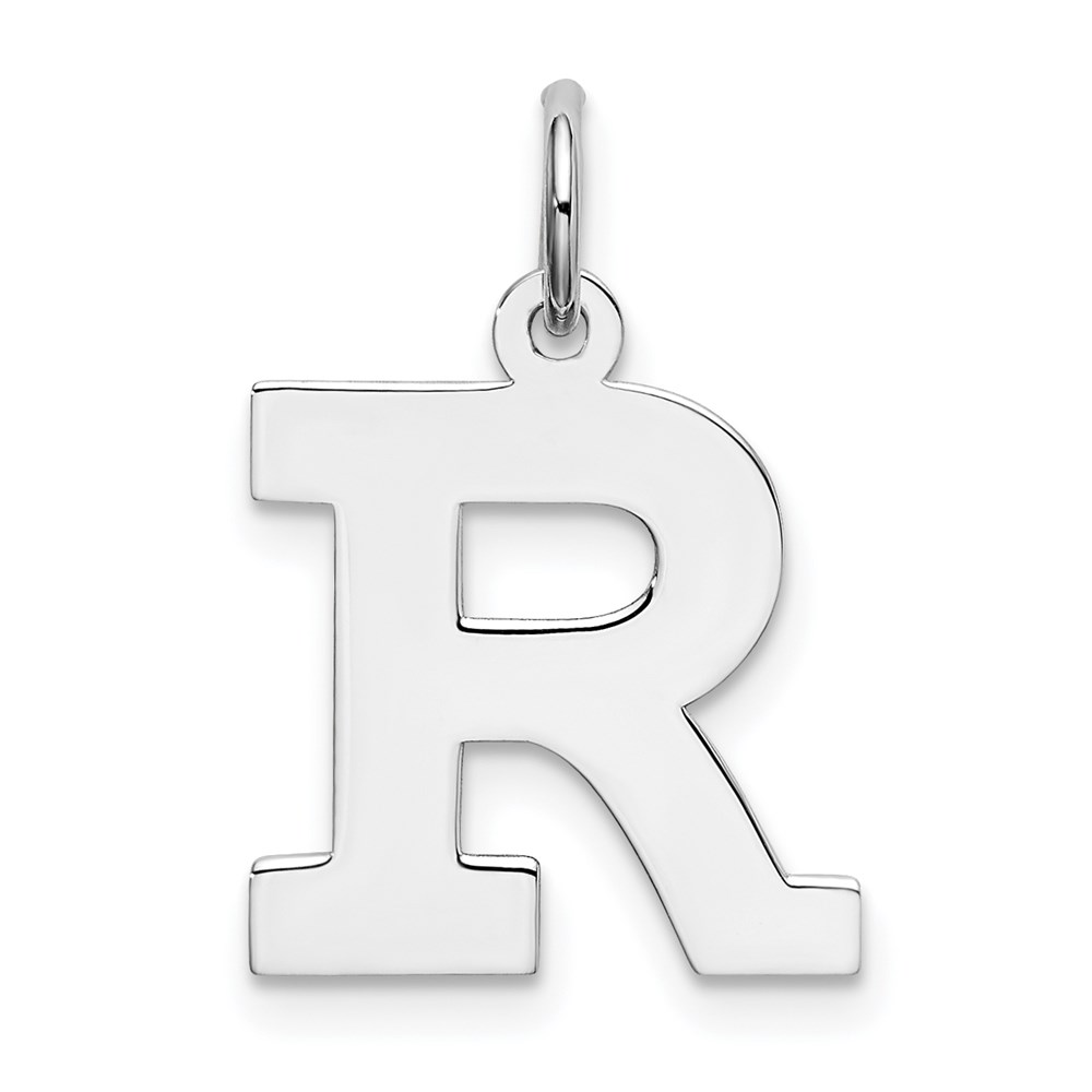 QC5095R.jpg Sterling Silver Rhodium-plated Block Letter R Initial Charm - Image 1